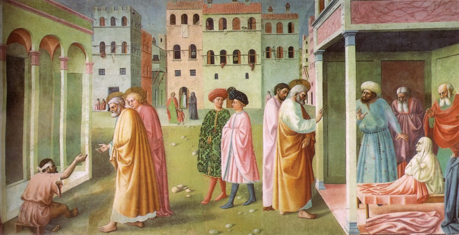Cappella Brancacci - Guarigione dello storpio e resurrezione di Tabita